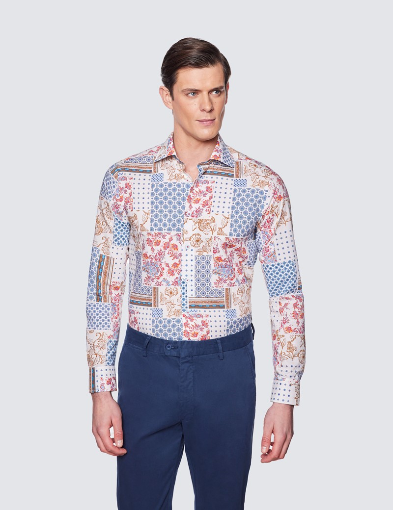 Men's Curtis Cream \u0026 Red Patchwork 