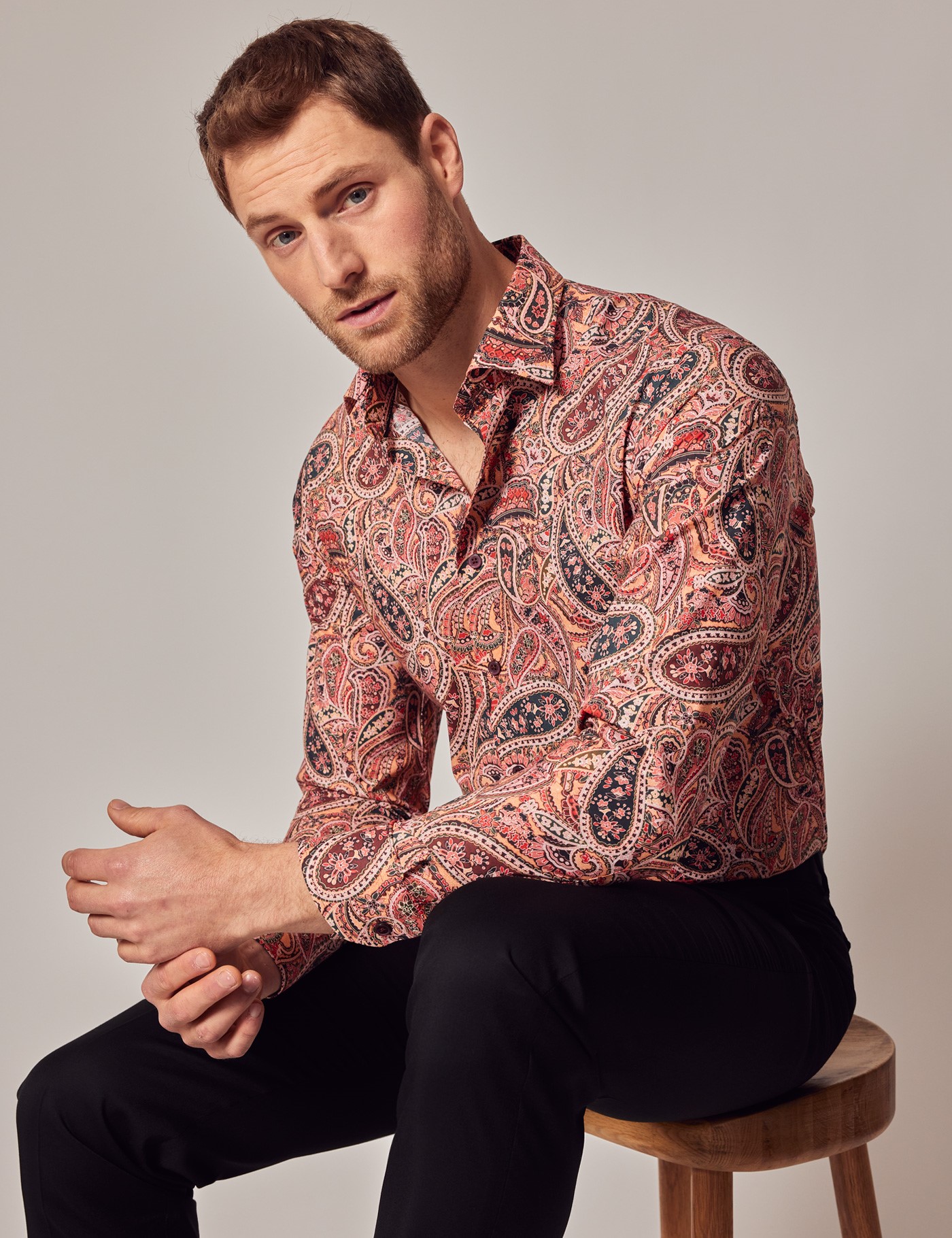 Pink & Orange Paisley Slim Shirt