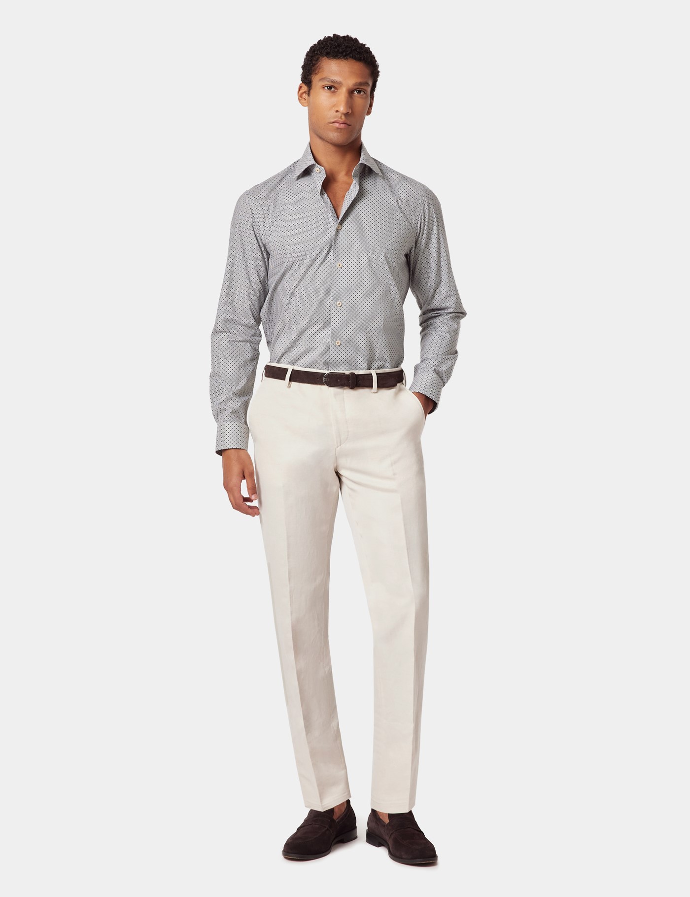Hawes & Curtis Slim Fit Navy & White Geometric Curtis Shirt Size: Large image 4