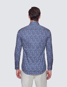 Curtis Blue & Green Paisley Relaxed Slim Fit Shirt - Low Collar