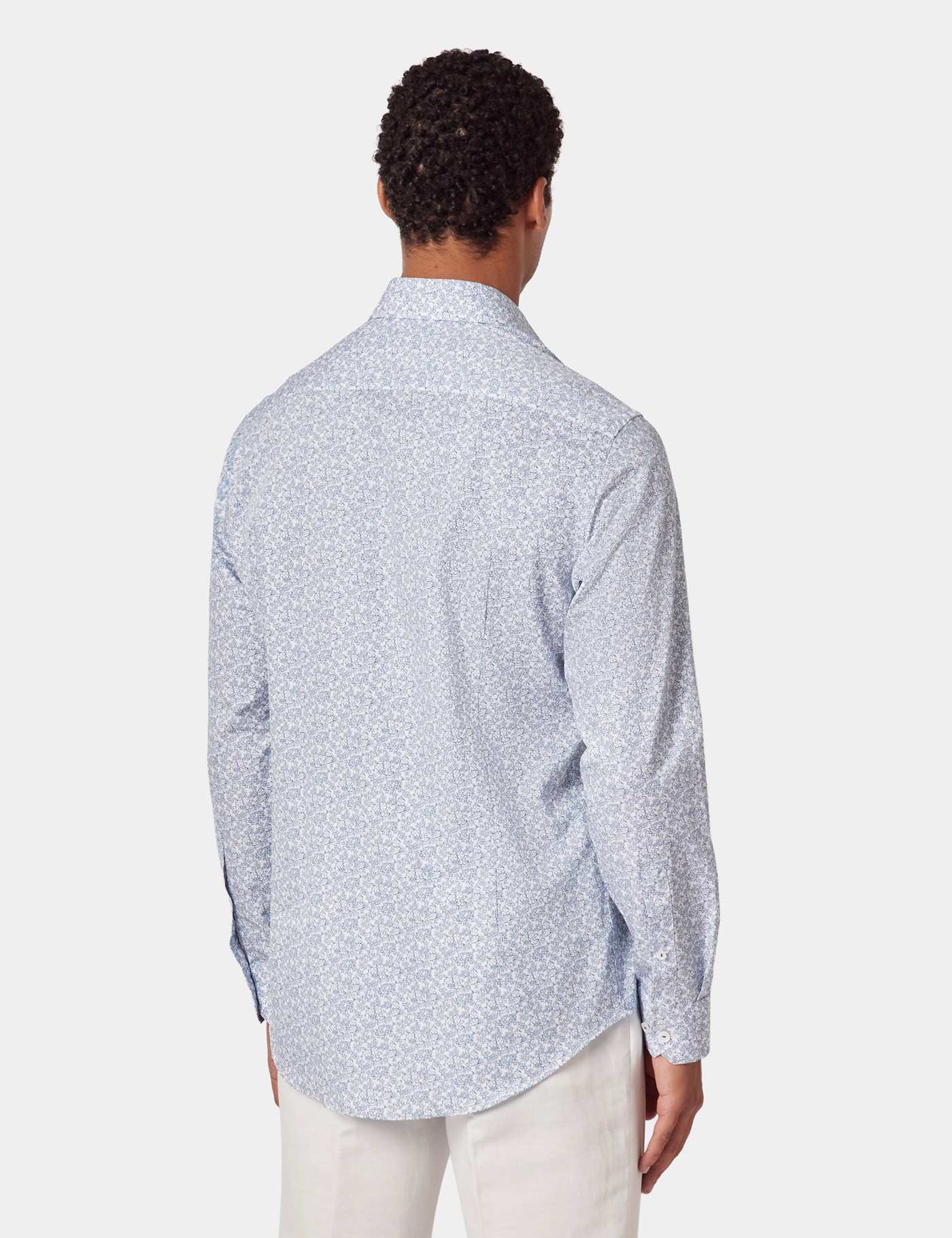 Hawes & Curtis White & Blue Floral Diamond Weave Slim Curtis Shirt Size: XXL image 4