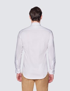 Men's Curtis White Relaxed Slim Fit Shirt With Contrast Detail - Low Collar