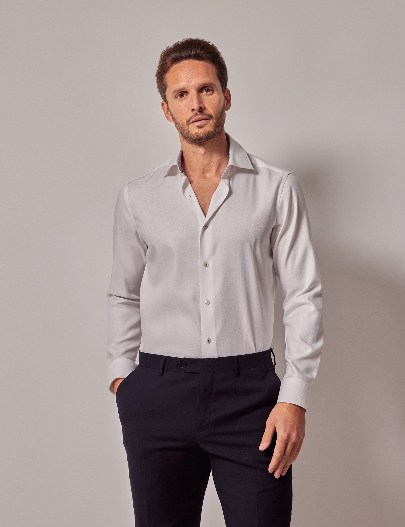Hawes & Curtis Slim Fit White Curtis Shirt | Contrast Detail Size: XXXL image 3
