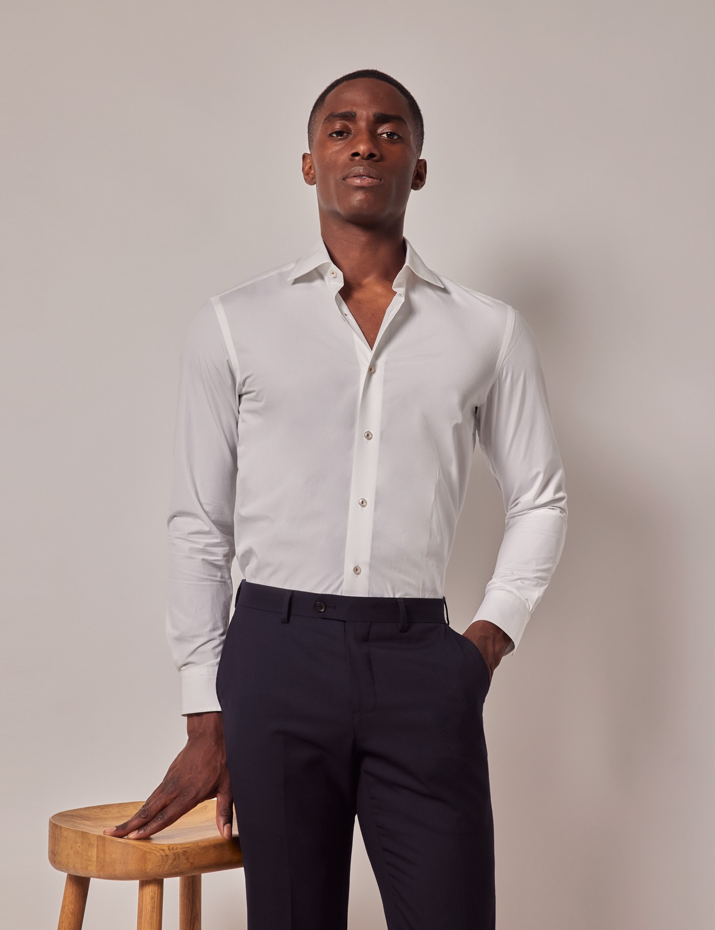 Hawes & Curtis Slim Fit White Curtis Shirt | Contrast Detail Size: XXXL