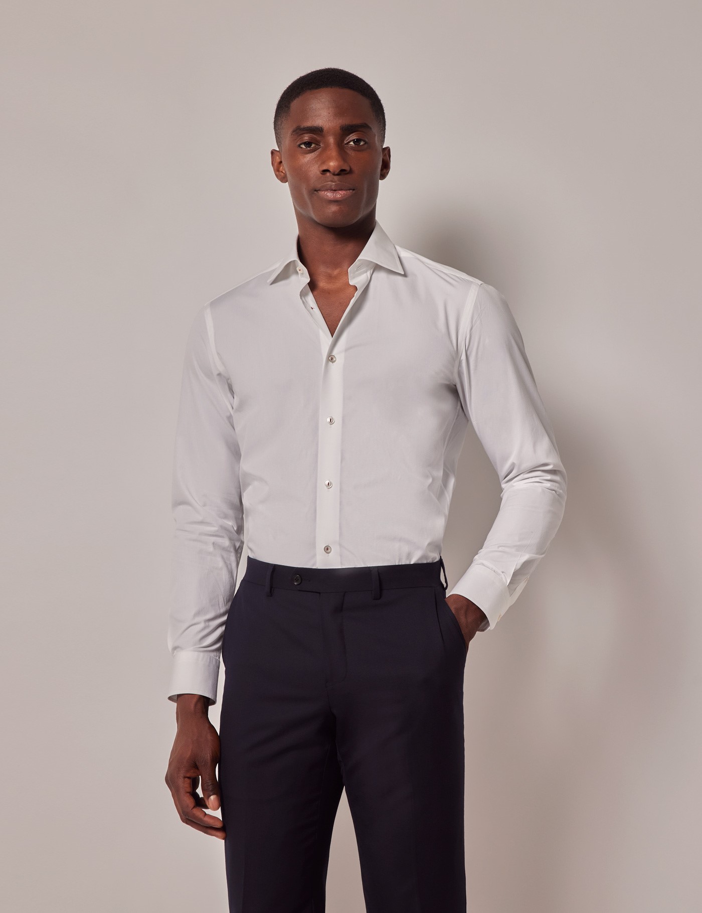 Hawes & Curtis Slim Fit White Curtis Shirt | Contrast Detail Size: XXXL image 3
