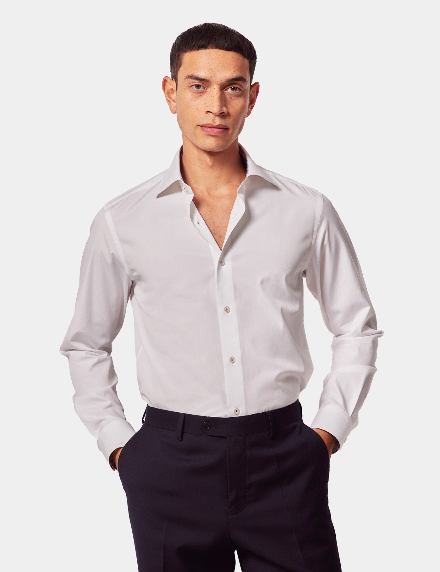 Hawes & Curtis Slim Fit White Curtis Shirt | Contrast Detail Size: XXXL