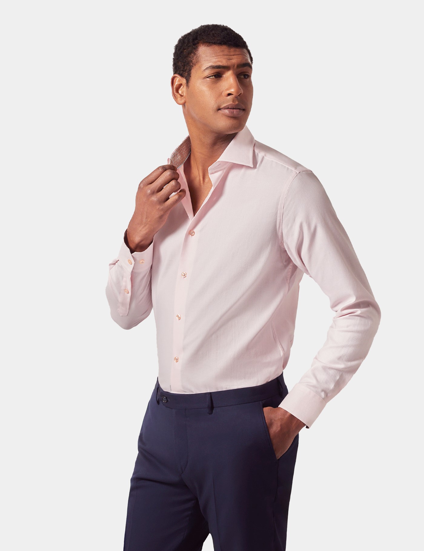 Hawes & Curtis Slim Fit Pink Curtis Shirt | Contrast Detail Size: XXXL image 3