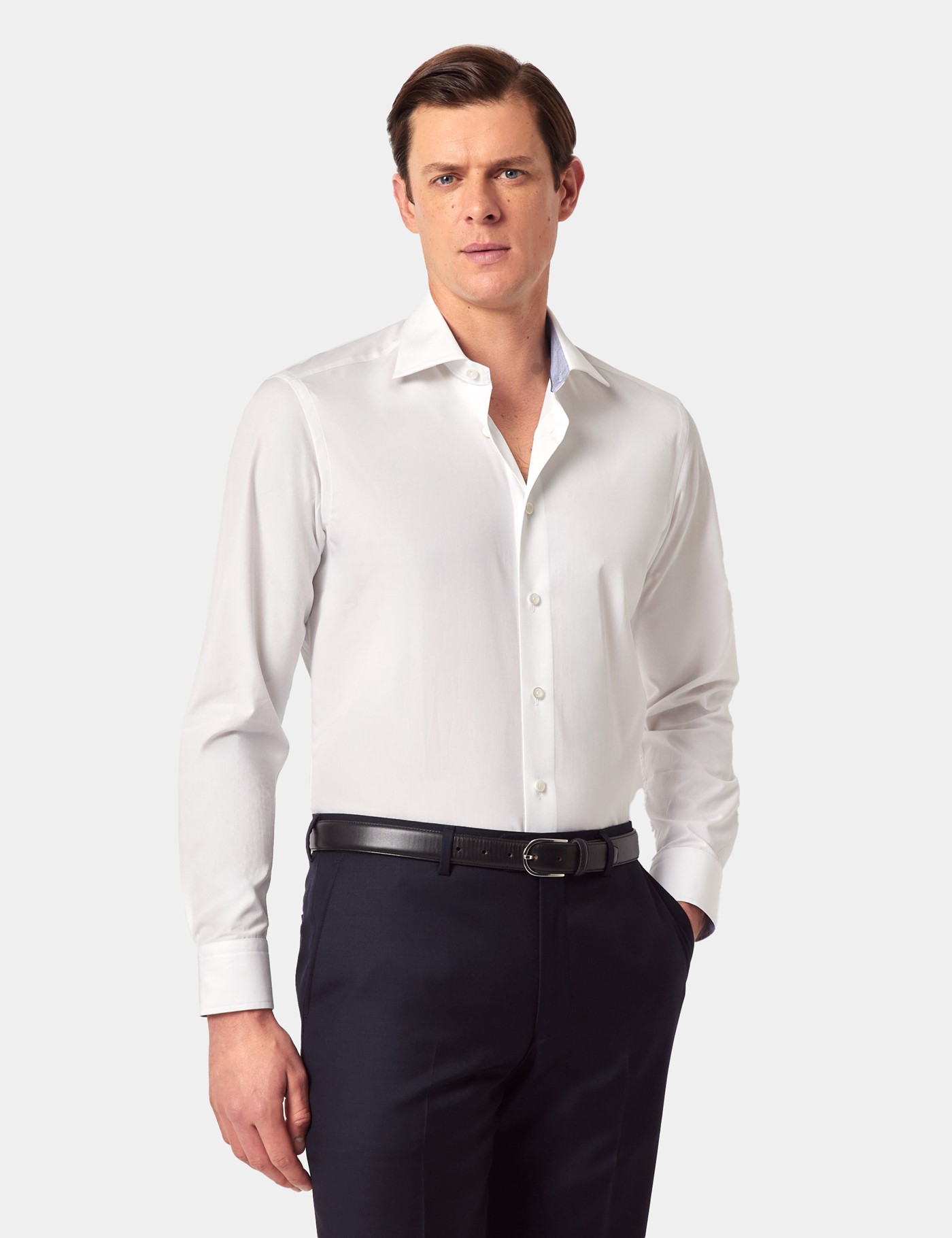 Hawes & Curtis Slim Fit White Curtis Shirt | Contrast Detail Size: XXXL