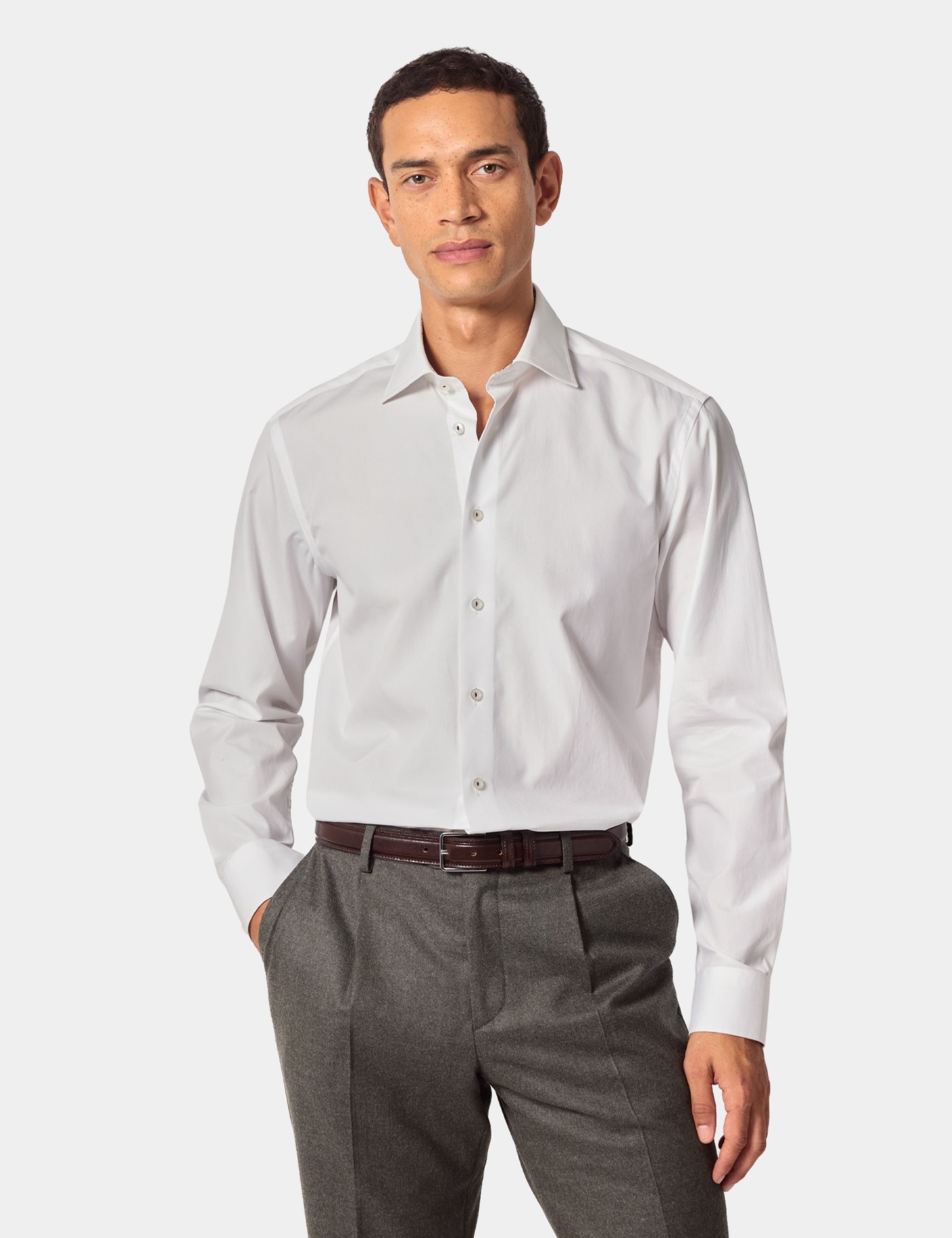 Hawes & Curtis Slim Fit White Curtis Shirt | Contrast Detail Size: XL