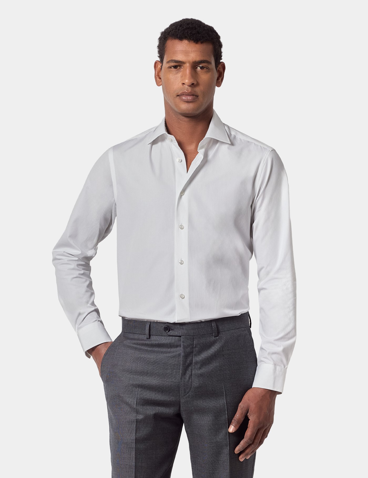 Hawes & Curtis Slim Fit White Curtis Shirt | Contrast Detail Size: XXL