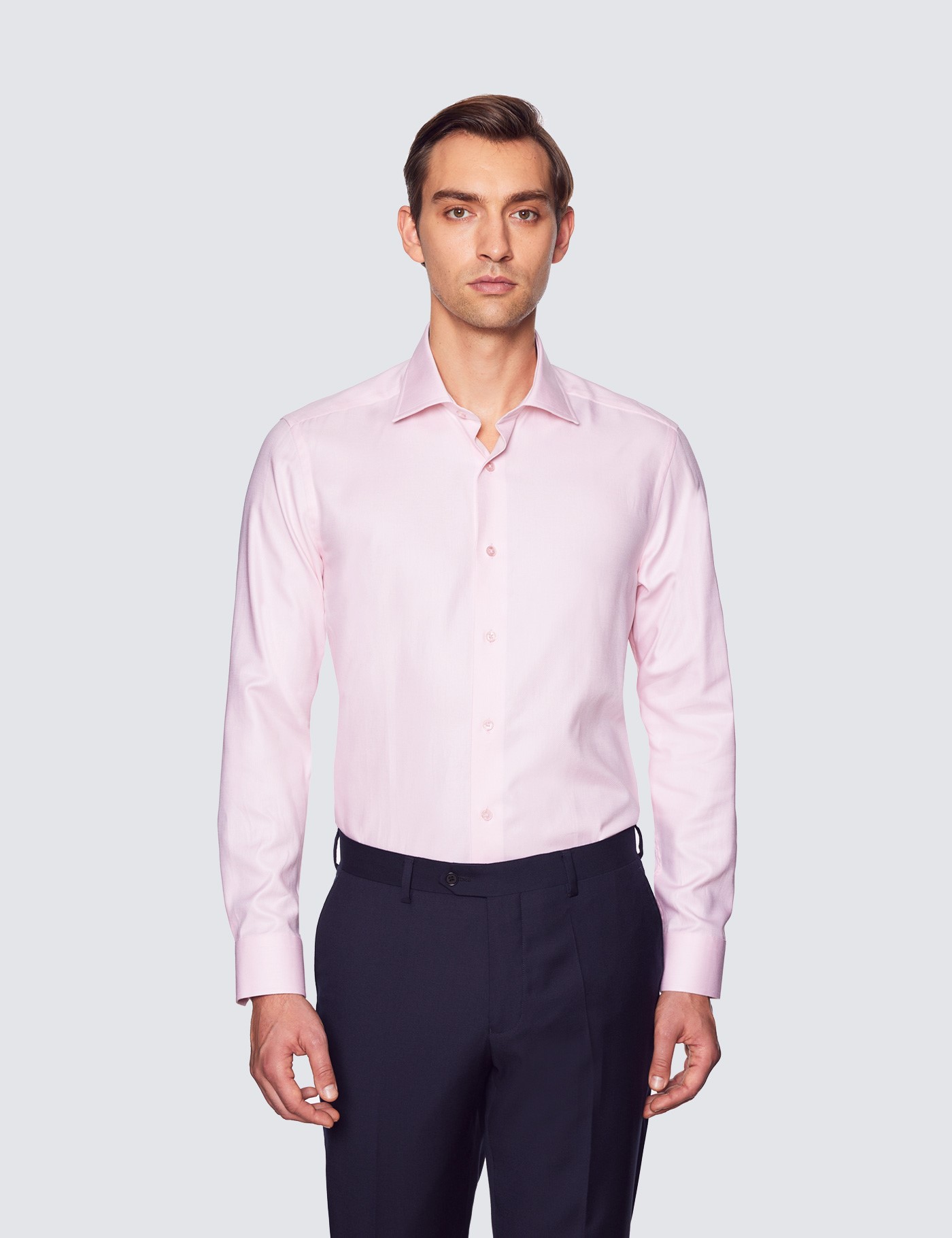 Casual Light Pink Twill Slim Shirt | Hawes & Curtis