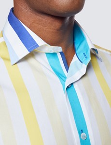 Casualhemd – Relaxed Slim Fit – Kentkragen – weiß gelb Streifen