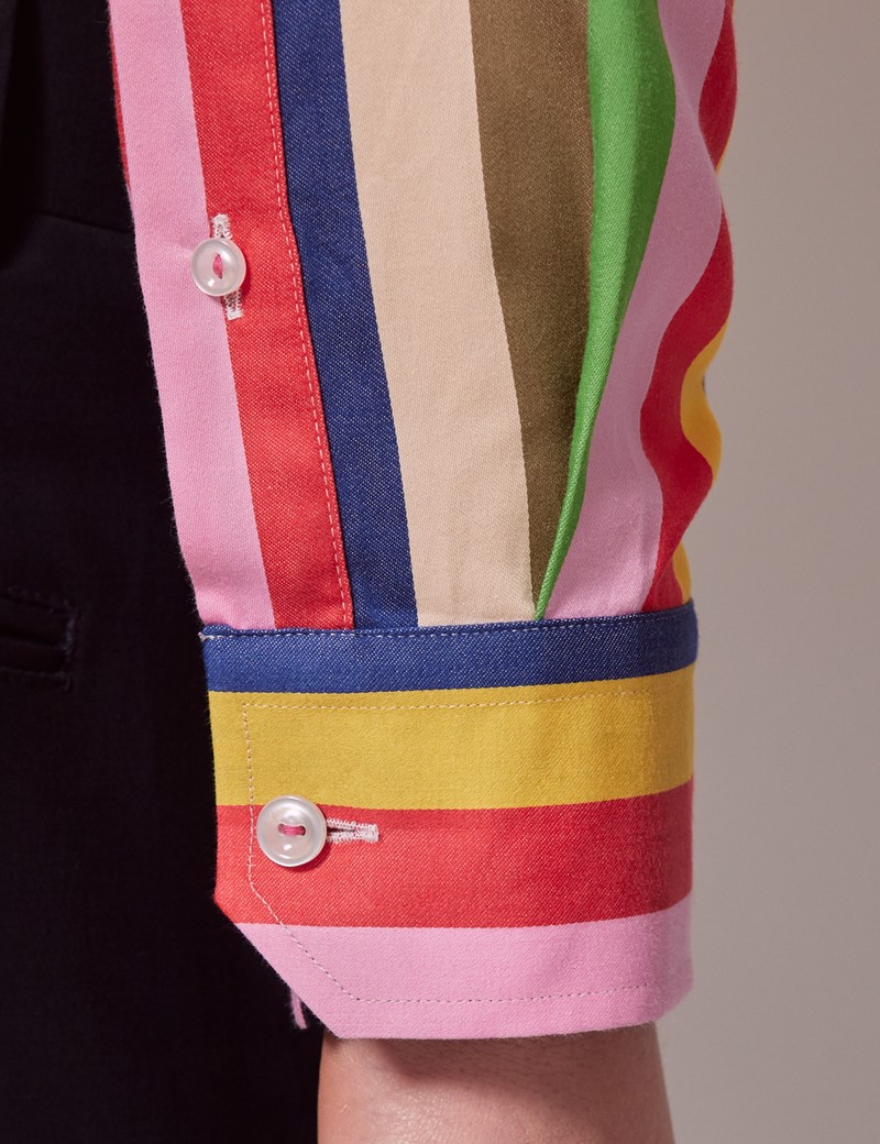 Men's Yellow & Green Stripe Slim Shirt Hawes & Curtis