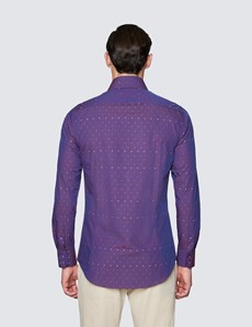 Men's Curtis  Purple and Red Cotton Shirt - Low Collar