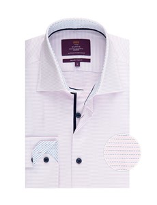 Men’s Curtis White & Pink Dobby Weave Slim Fit Shirt - One Button Collar - Single Cuff