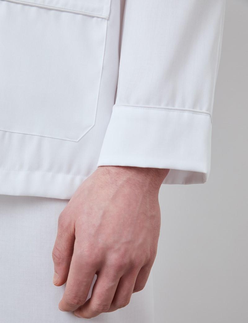 Men’s White Herringbone Cotton Pyjamas