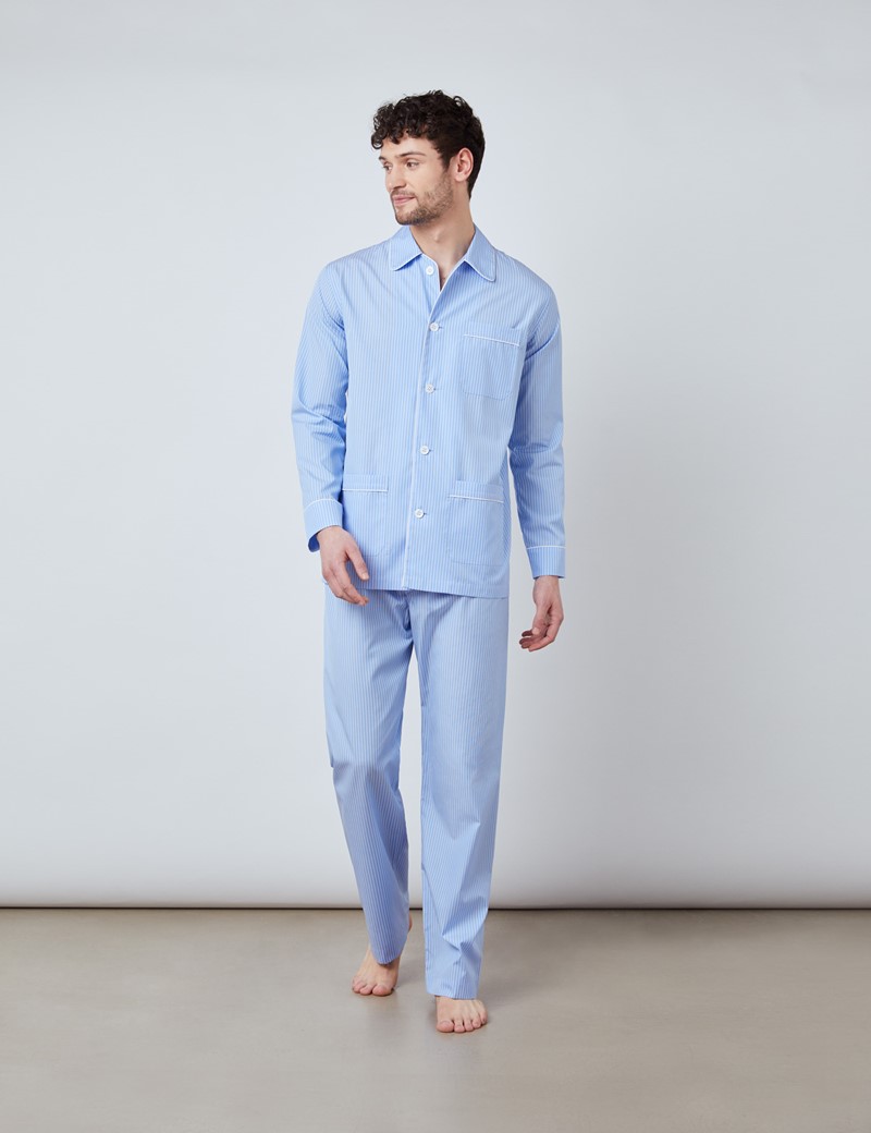CALIDA Pyjama aus Baumwolle in Blau für Herren Herren Bekleidung Nachtwäsche 