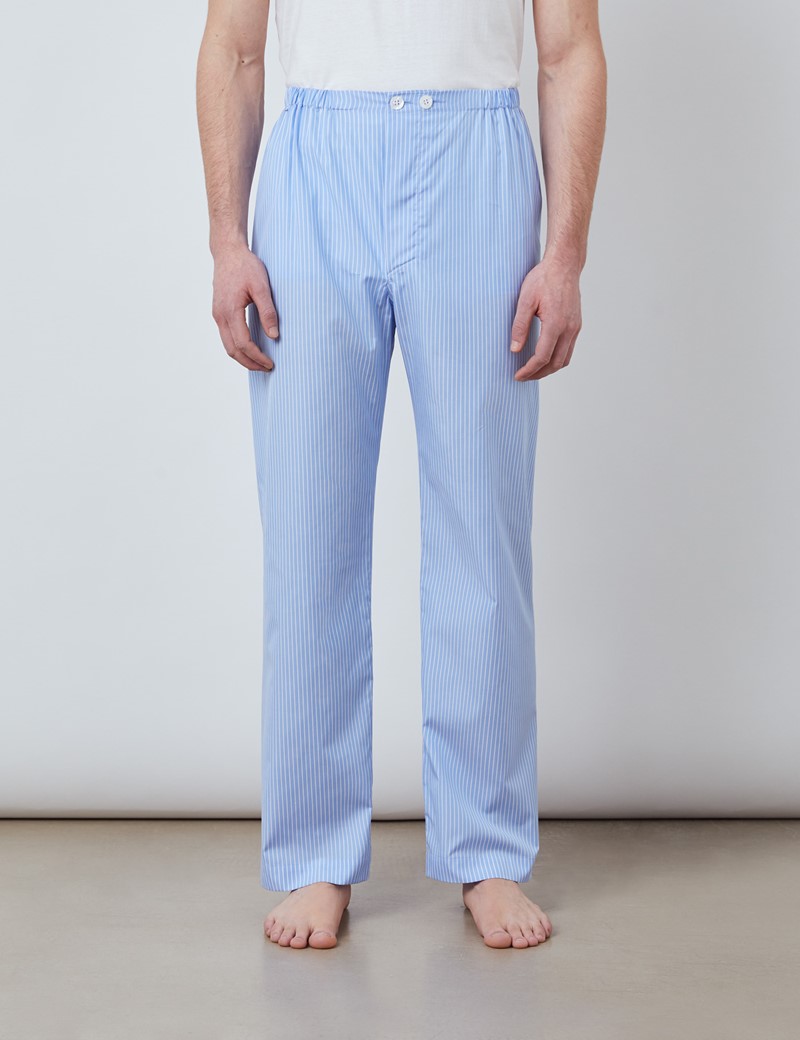 Men’s Blue & White Stripe Cotton Pyjamas