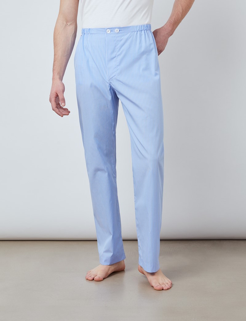 Men’s Blue & White Stripe Cotton Pyjamas