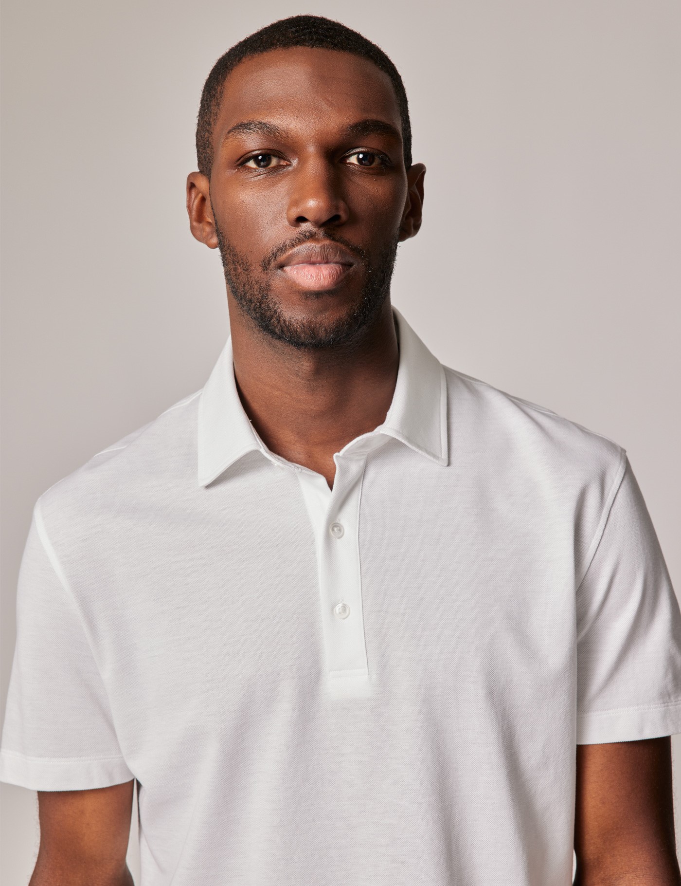 White Pique Slim Polo Shirt Short Sleeve Hawes And Curtis