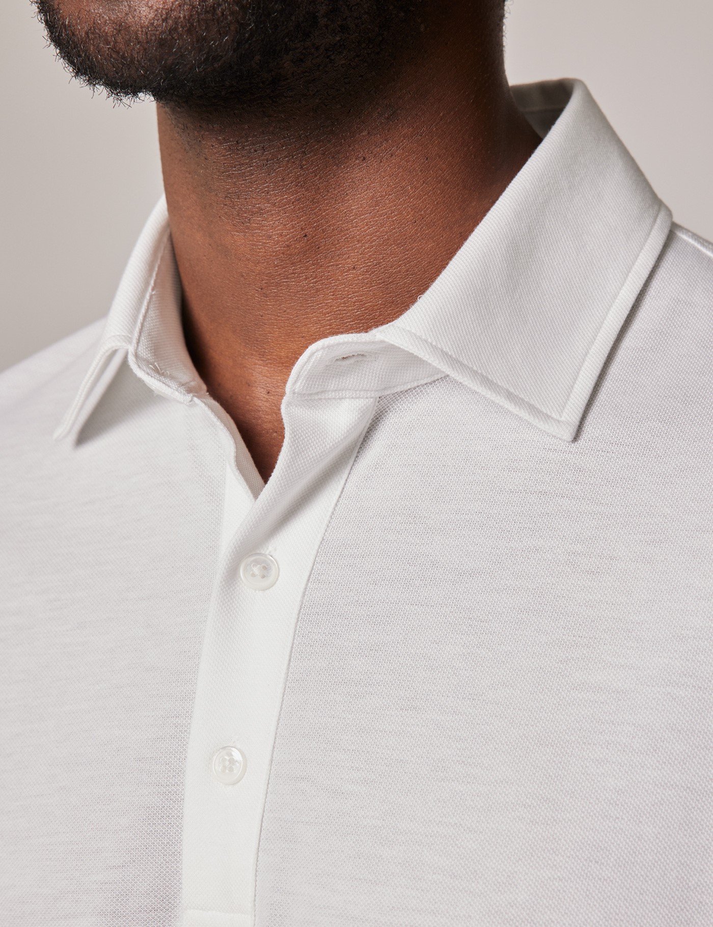 White Pique Slim Polo Shirt - Short Sleeve | Hawes and Curtis