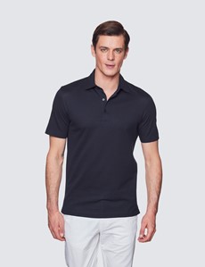 Navy Mercerised Egyptian Cotton Pique 