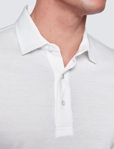 Kurzarm Poloshirt – Ägyptische Baumwolle – weiß Piqué