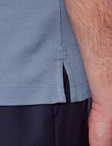Kurzarm Poloshirt – Ägyptische Baumwolle – blau Piqué