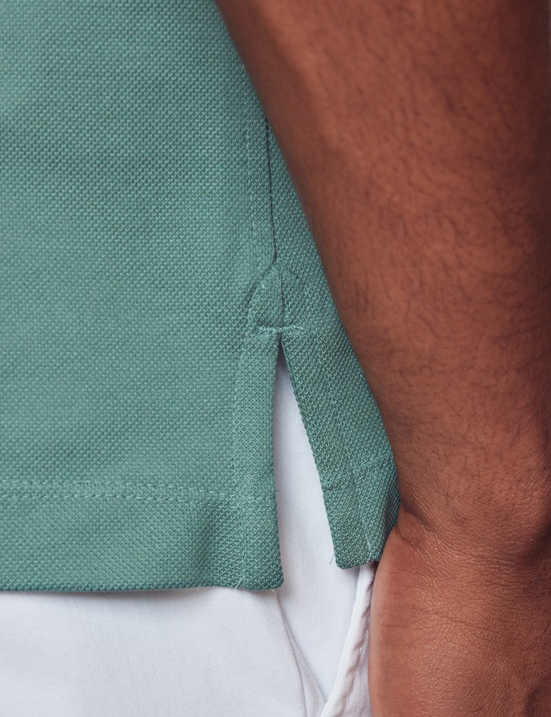 Kurzarm Poloshirt – Ägyptische Baumwolle – Dunkelgrün Piqué