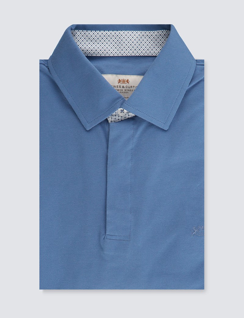 Men's Blue Regular Fit Polo Shirt - Short Sleeve | Hawes and Curtis