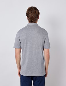 Grey Mercerised Egyptian Cotton Pique Short Sleeve Polo Shirt