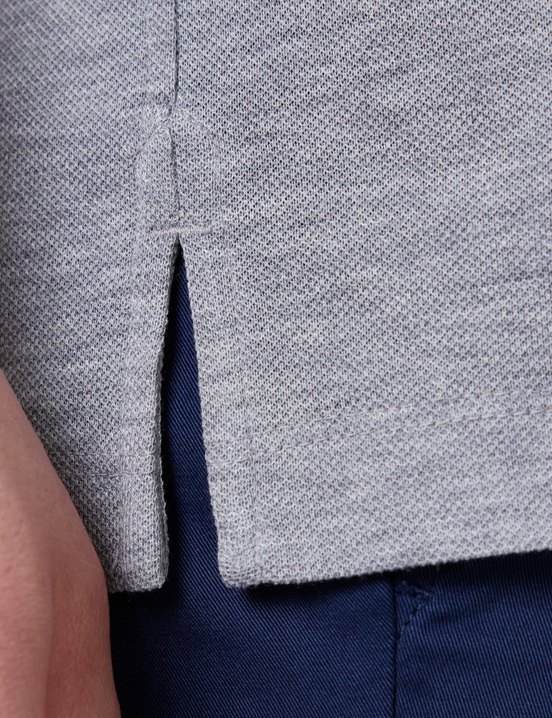 Grey Mercerised Egyptian Cotton Pique Short Sleeve Polo Shirt