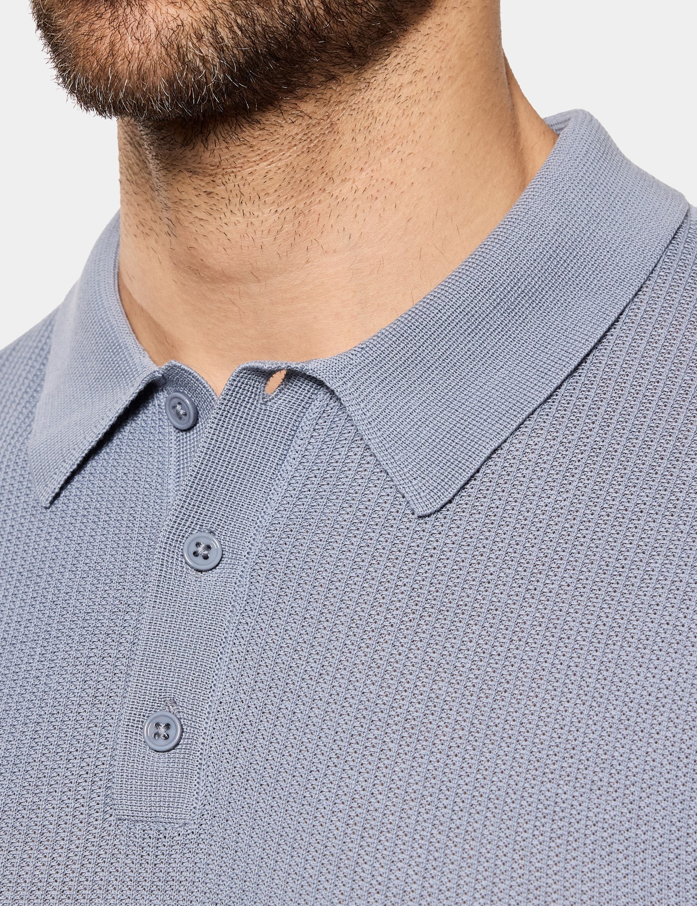Hawes & Curtis Blue Premium Tipped Textured Knit Polo Shirt Size: XXL image 3