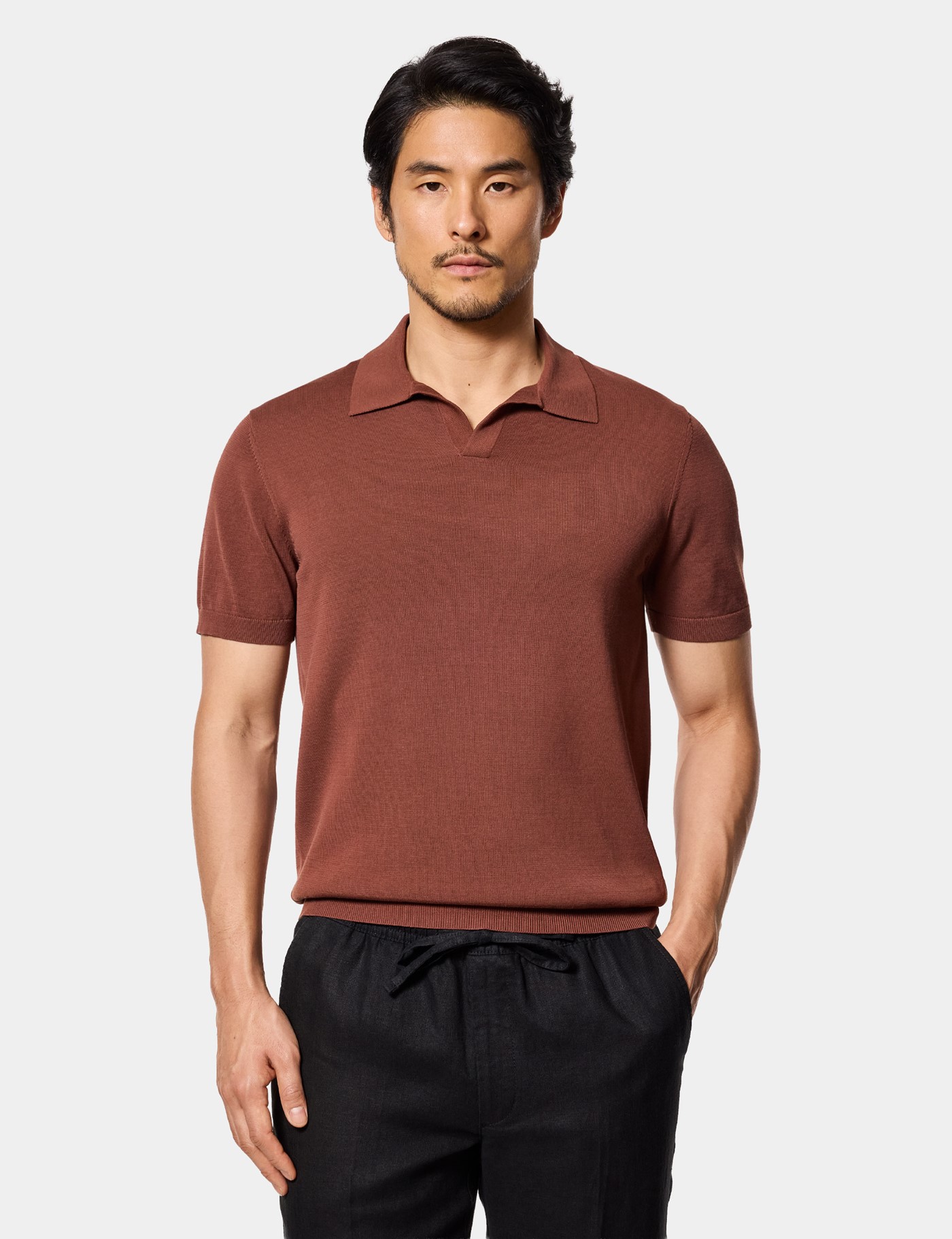 Hawes & Curtis Tobacco Premium Knit Polo Shirt Size: Medium