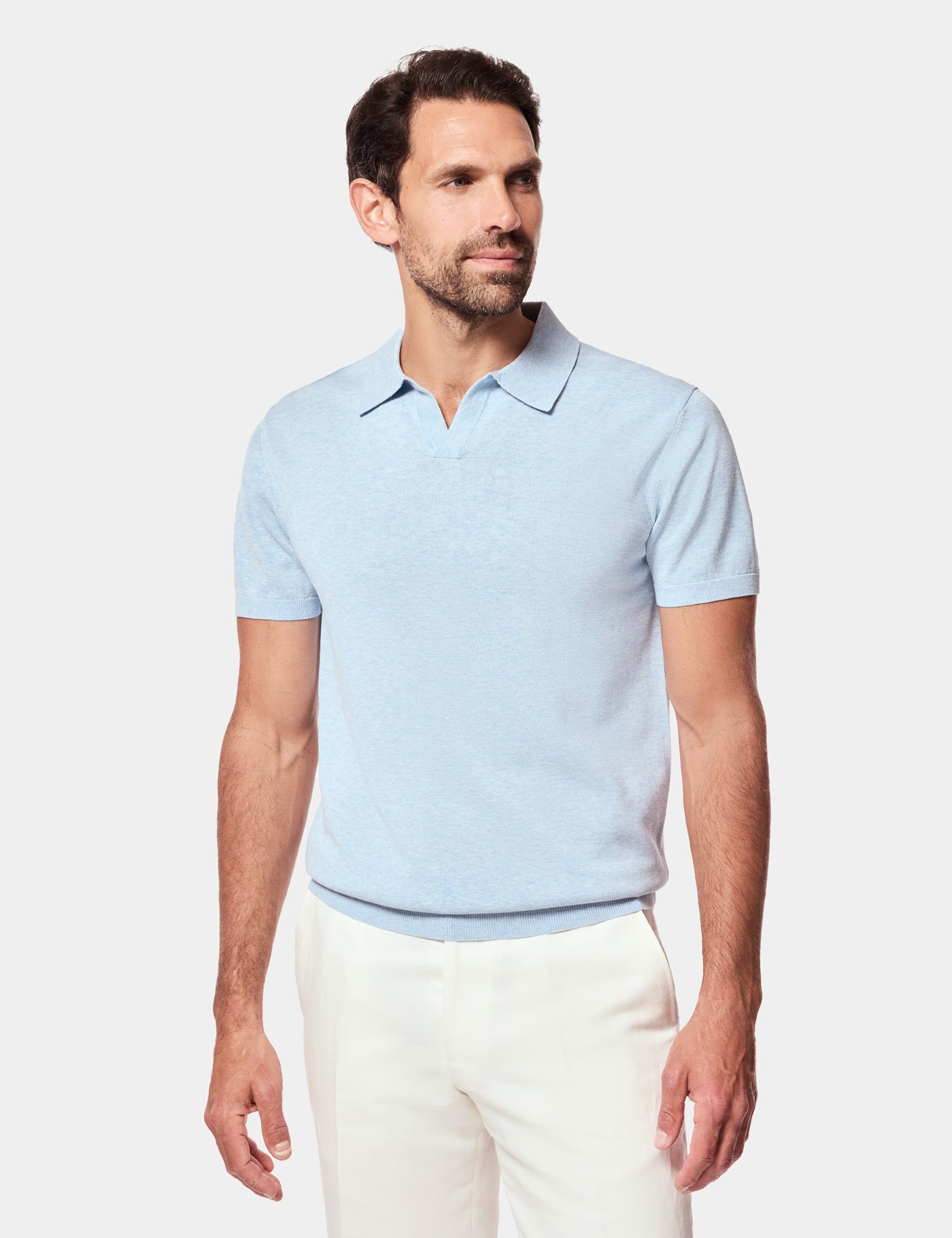 Hawes & Curtis Pale Blue Premium Knit Polo Shirt Size: XL