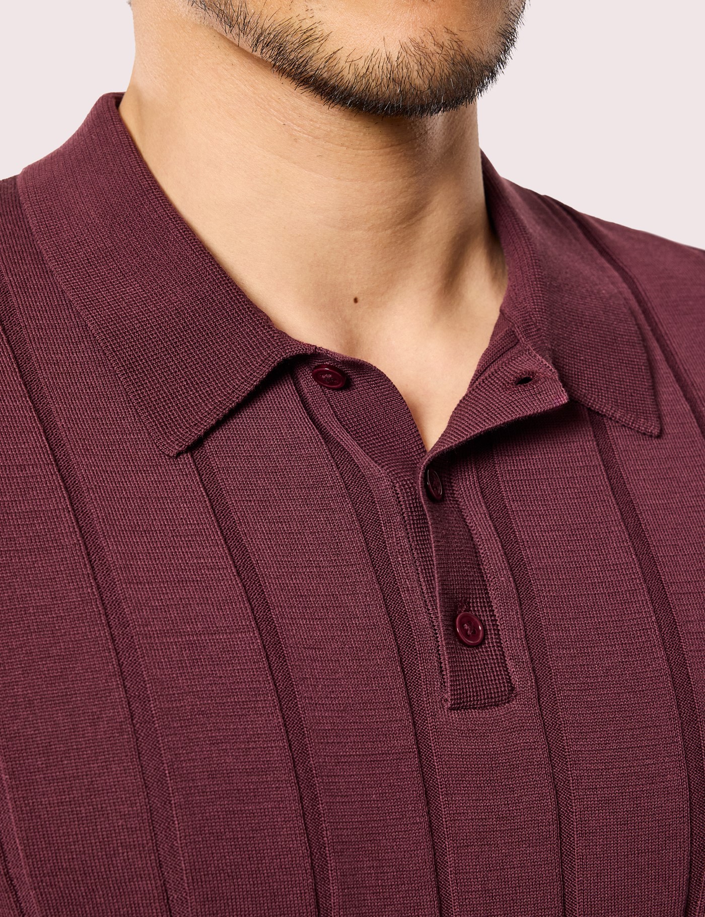 Hawes & Curtis Claret Premium Knitted Rib Polo Shirt Size: XL image 3