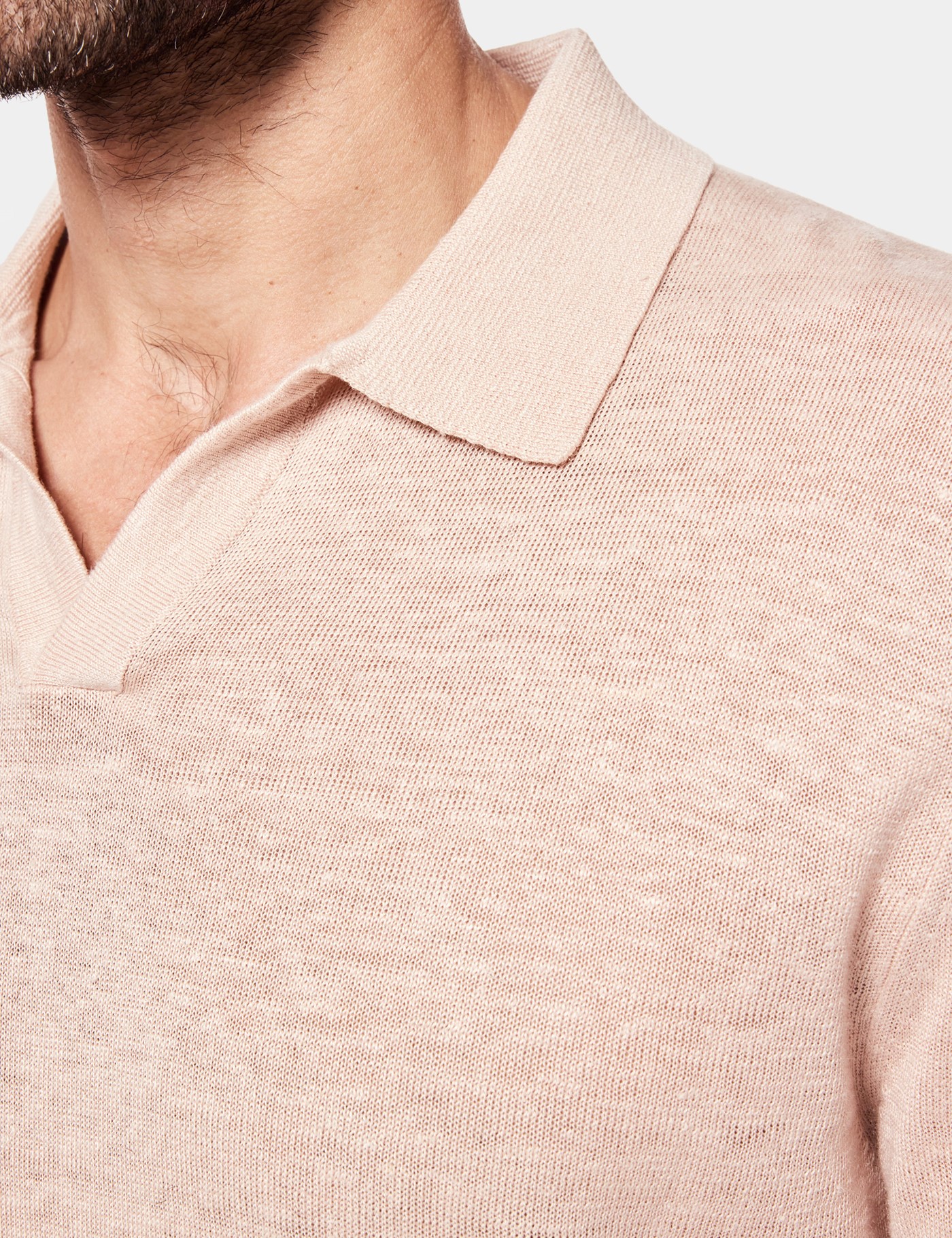 Hawes & Curtis Apricot Premium Knitted Linen Polo Shirt Size: Large image 3