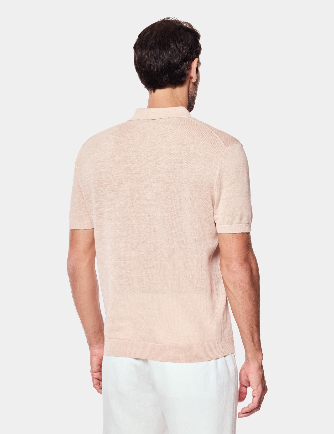 Hawes & Curtis Apricot Premium Knitted Linen Polo Shirt Size: Large image 4