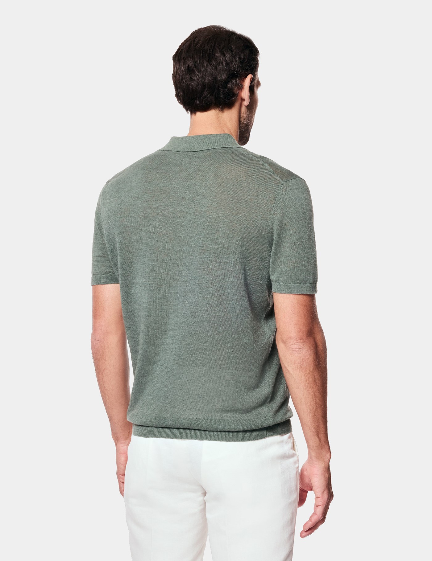 Hawes & Curtis Green Premium Knitted Linen Polo Shirt Size: Medium image 4