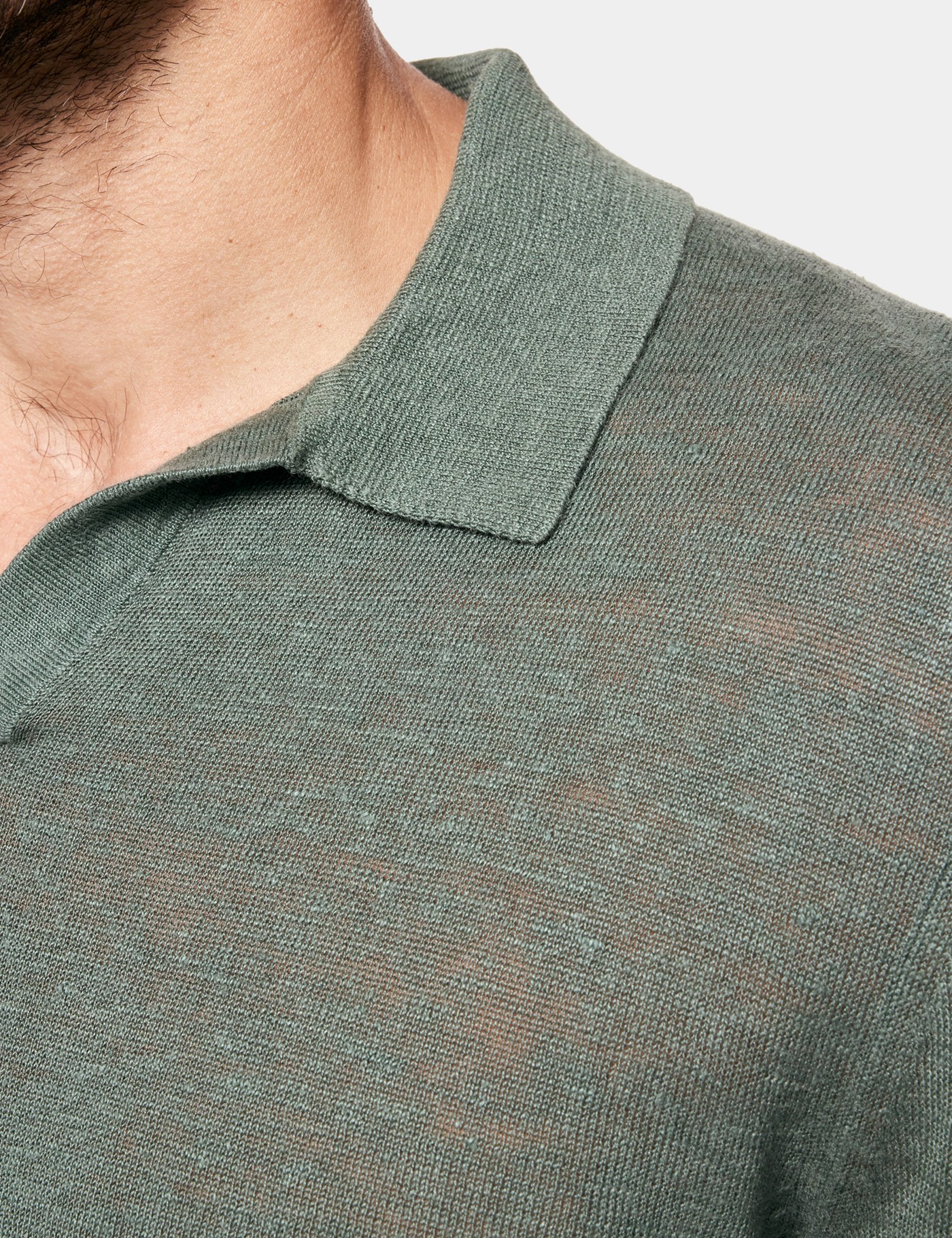Hawes & Curtis Green Premium Knitted Linen Polo Shirt Size: Medium image 3