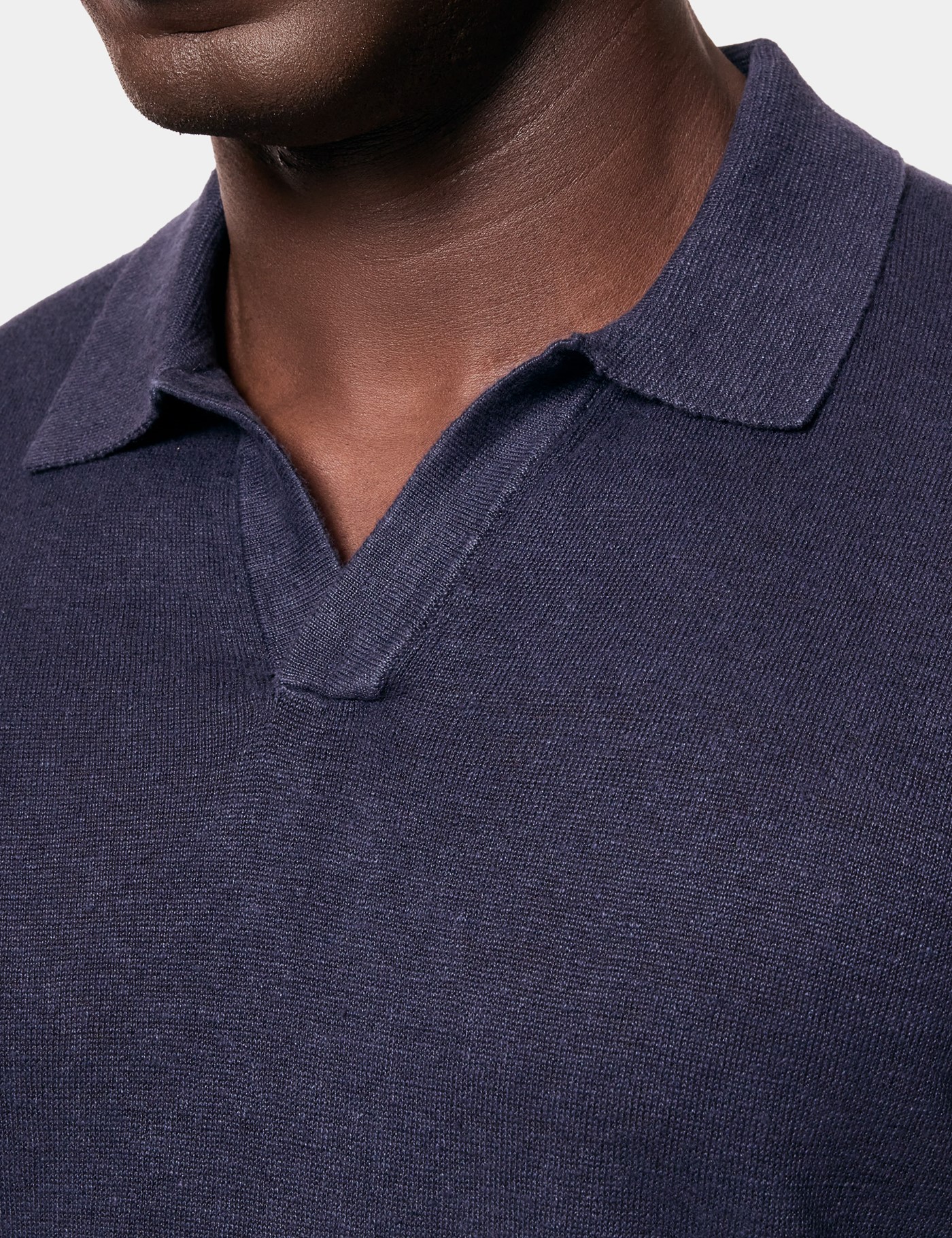 Hawes & Curtis Navy Premium Knitted Linen Polo Shirt Size: XXL image 3