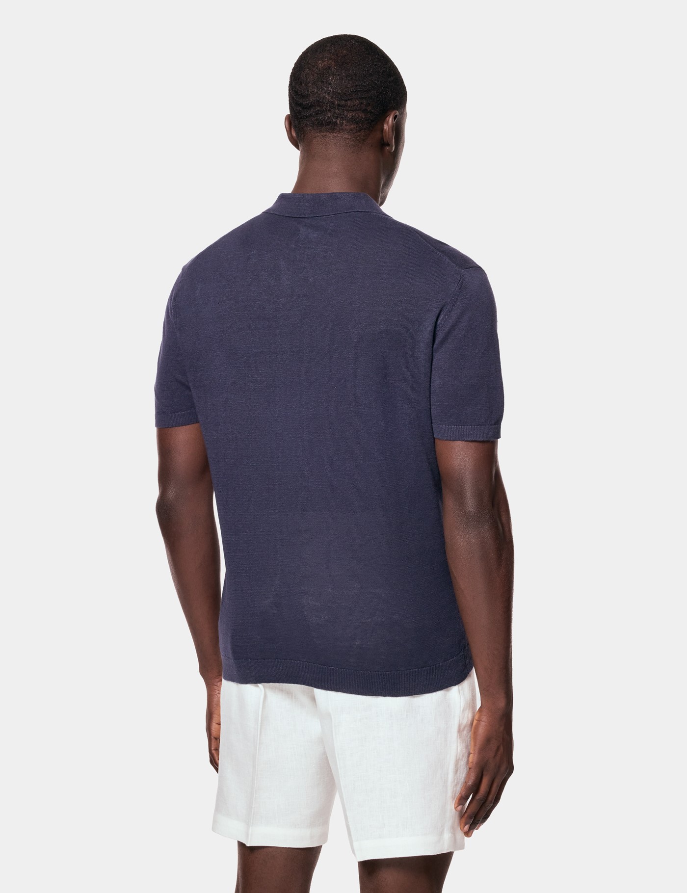 Hawes & Curtis Navy Premium Knitted Linen Polo Shirt Size: XXL image 4