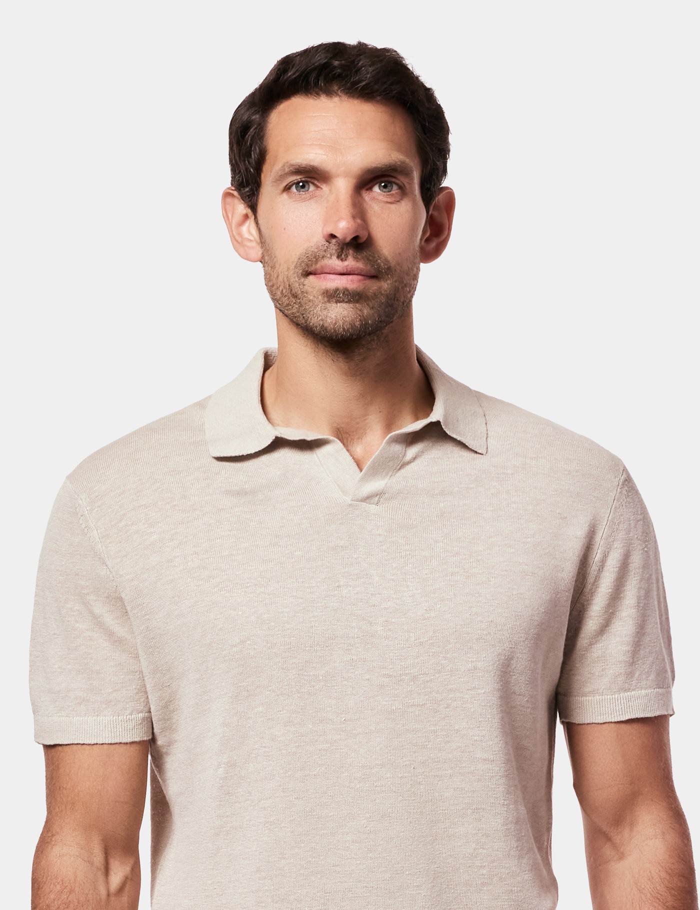Hawes & Curtis Beige Premium Knitted Linen Polo Shirt Size: XL image 2