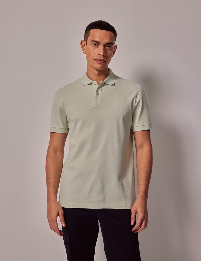 Men's Mint Mercerised Cotton Polo Shirt - Short Sleeve | Hawes and Curtis