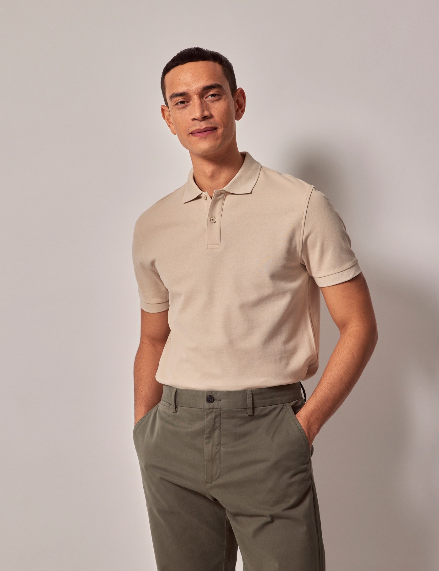Hawes & Curtis Slim Fit Beige Polo Shirt Size: XXL