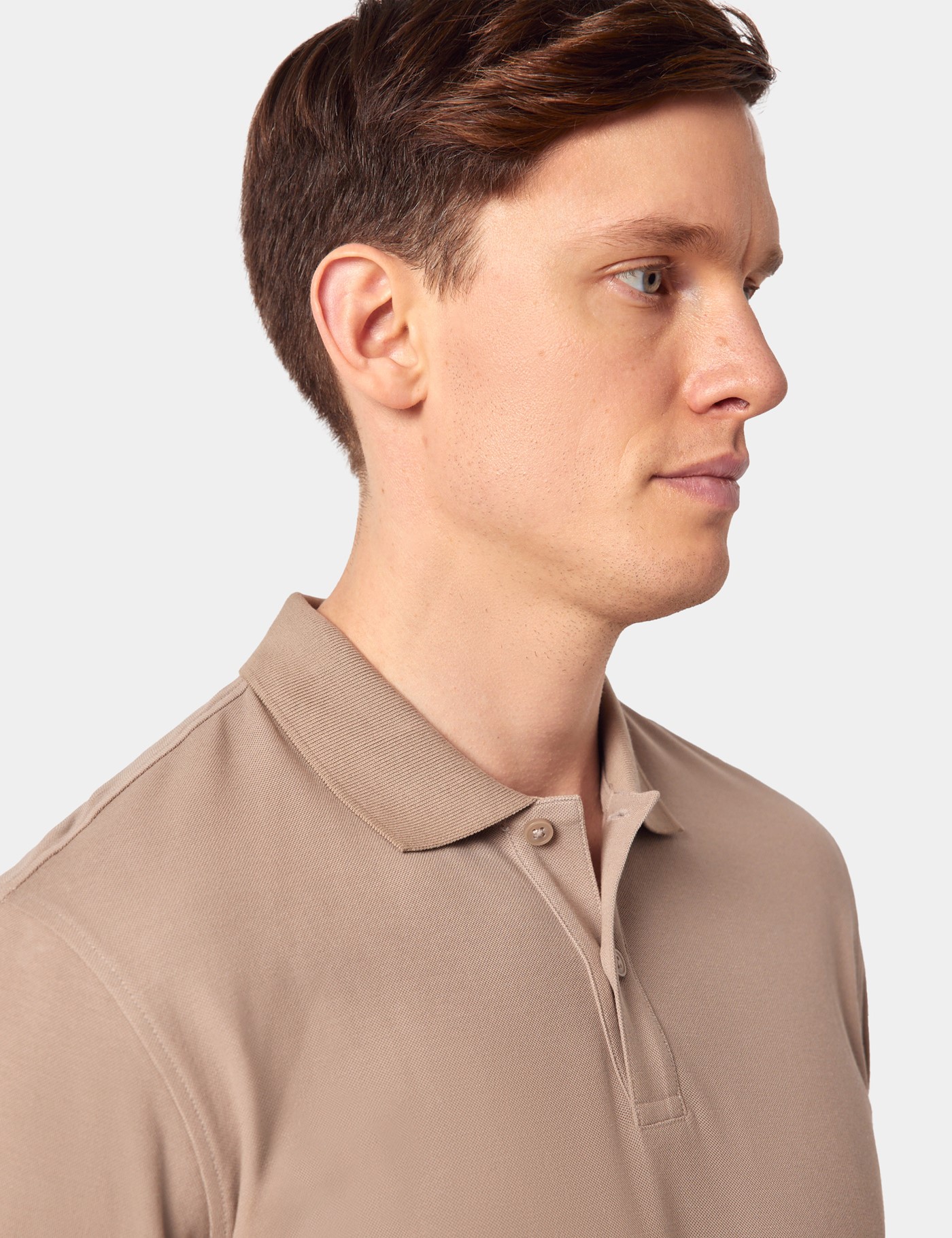 Hawes & Curtis Dark Beige Piqué Polo Shirt Size: XL image 3
