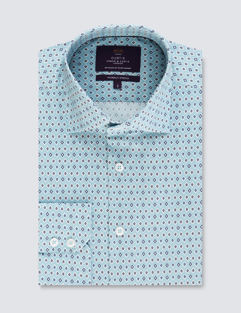 Geometric Print Stretch Slim Fit Shirt 