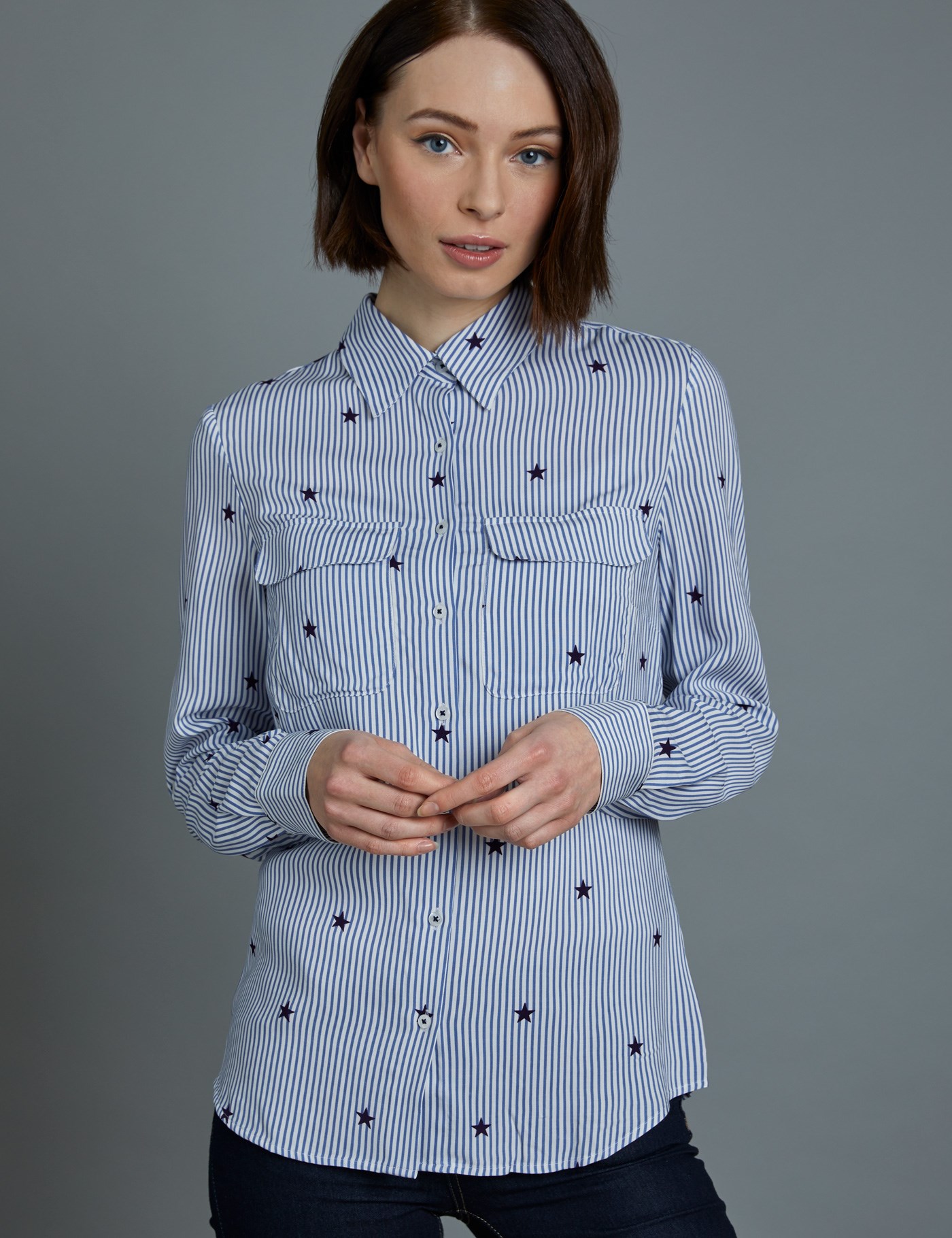 blue and white striped shirt women's uk