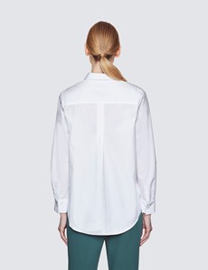 Women's Plain White Poplin Relaxed Fit Shirt