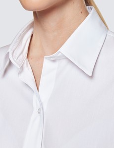 Women's Plain White Poplin Oversized Relaxed Fit Shirt